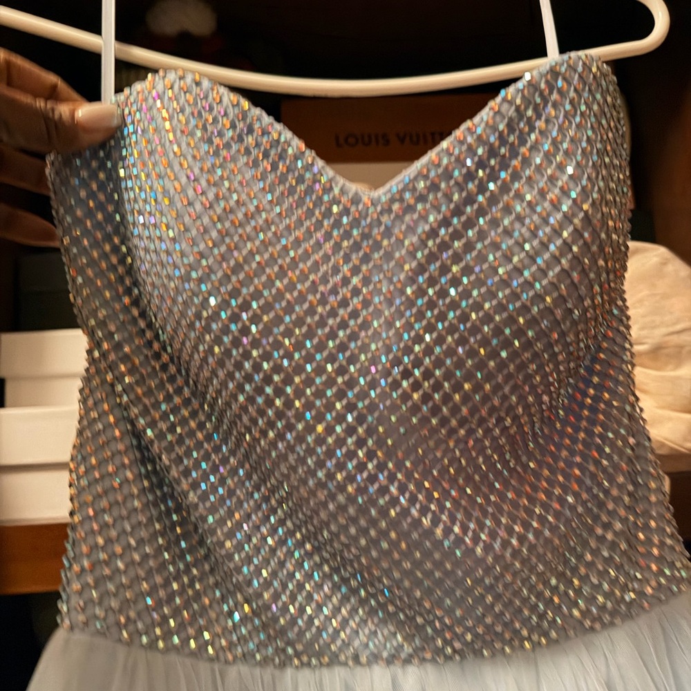 Sparkling Silver Rhinestone Strapless Sweetheart Bodice